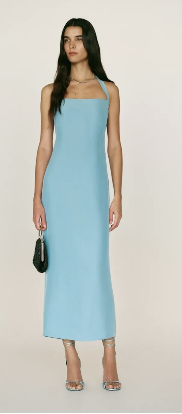 Reformation Alli Silk Dress Blue - Size 6